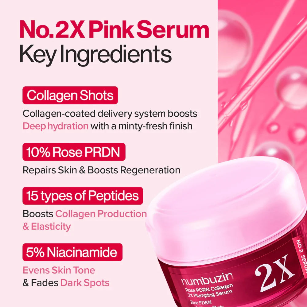Numbuzin - No. 2 Rose PDRN Collagen 2X Plumping Serum