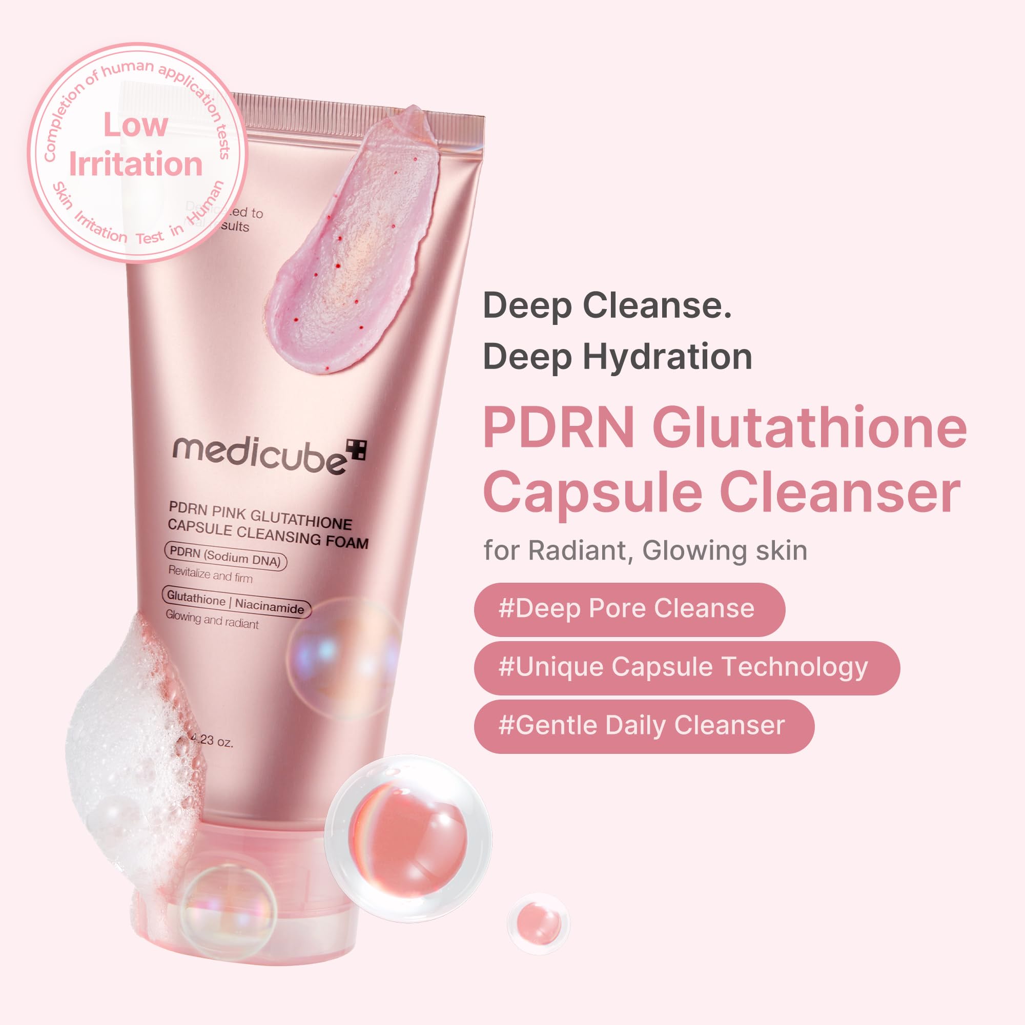 Medicube  PDRN Pink Glutathione Capsule Cleansing Foam