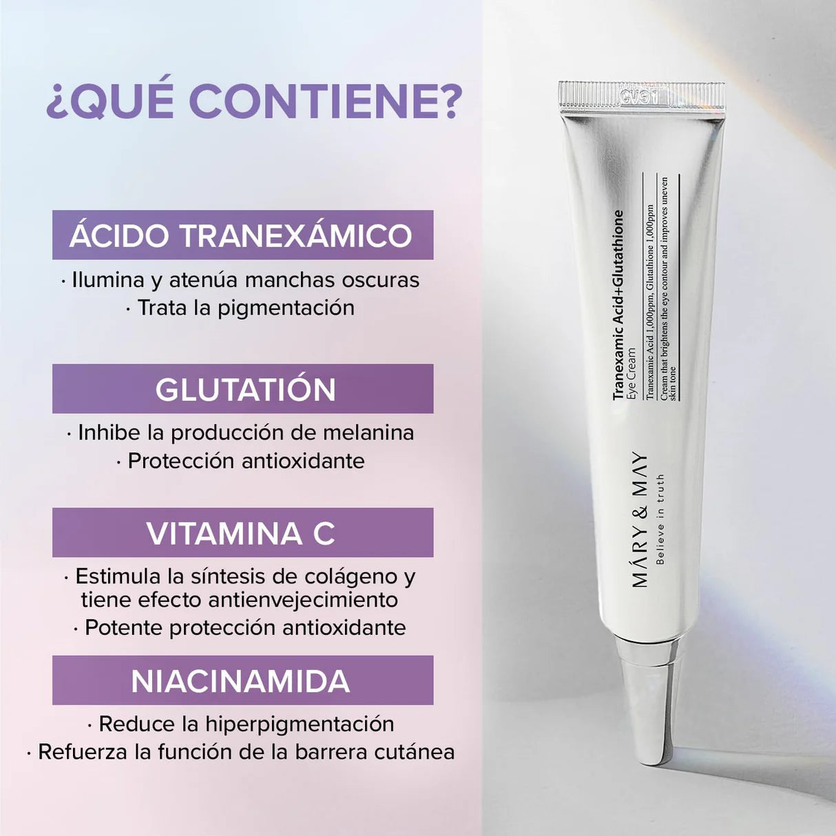 Mary&May Contorno de Ojos Tranexamic Acid + Glutathione eye cream