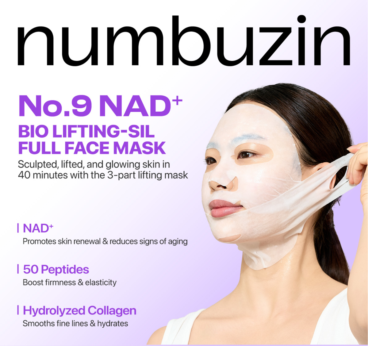 Numbuzin Mascarilla Reafirmante nad+ bio lifting sil full face mask